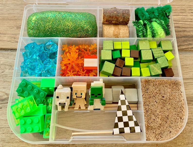 Minecraft Inspired Play Dough and Magic Sand Sensory Kit Etsy
