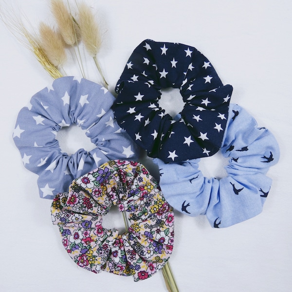 Chouchou / scrunchie / élastique cheveux enfant / adulte imprimé étoile / fleurs