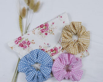 Scrunchie / chouchou / elastic Vichy printed cotton hair