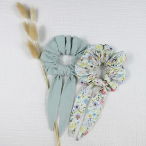 Foulchie / sciarpa cara / capelli in cotone elastico doppia garza stampa naturale / fiori autunnali