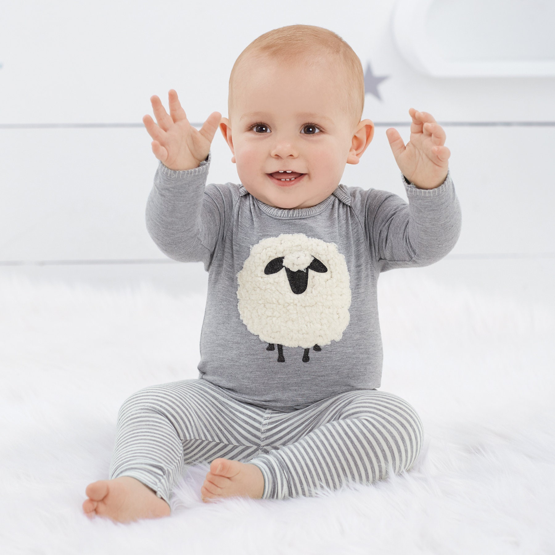 Baby Clothing Set 2 Piece Baby Fashion Sheep Embroidered Etsy