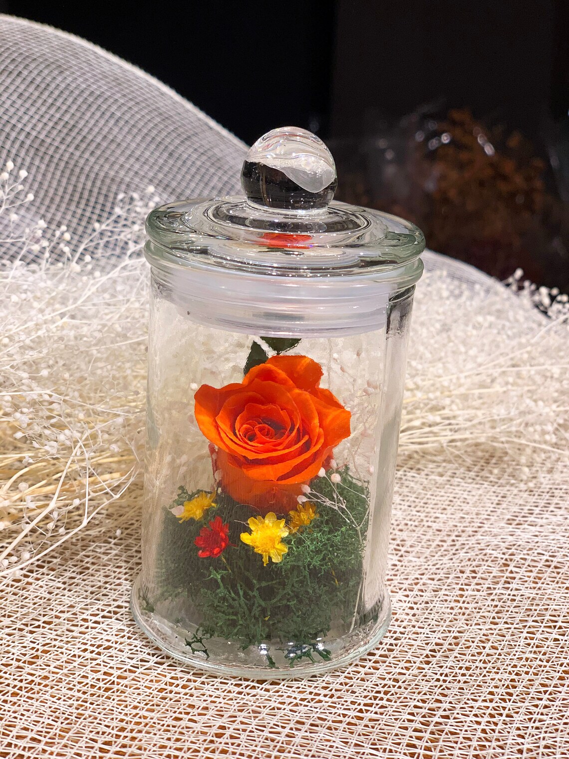 Mini single eternal rose in jar Handmade Preserved Flower Etsy