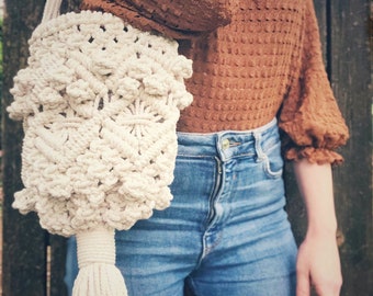 Boho Macrame Shoulder Bag, macrame bag, natural cotton bag, bohemian style, trendy bag