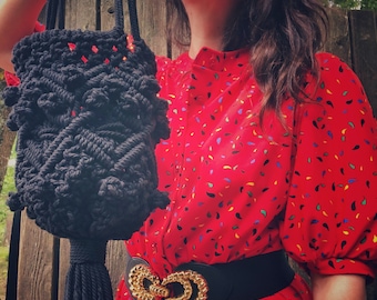 Boho Macrame Shoulder Bag, macrame bag, natural cotton bag, bohemian style, trendy bag