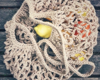 French Market Crochet Bag, eco farmers market bag, mesh eco friendly string bag, reusable shopping bag