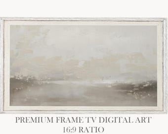 Minimalist White Gray Abstract Painting 4K Samsung Frame TV Art Living Room Bedroom Digital Textured Canvas Hisense TCL Nxtframe Art Mode LG
