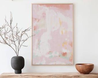 Abstract Pink and White Printable Painting for Living Room Dining Room Bedroom Decor Blush Soft Rose Wall Art Original Artwork by Artist