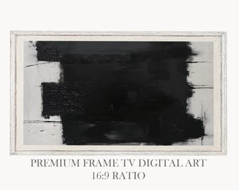 Black Textured Abstract Painting 4K Samsung Frame TV Art Living Room Bedroom Digital Canvas Hisense TCL Nxtframe Art Mode LG Modern Decor