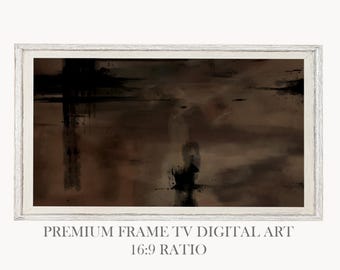 Dark Brown Abstract Painting 4K Samsung Frame TV Art Rustic Living Room Bedroom Digital Canvas Hisense TCL Nxtframe Art Mode LG Modern Decor