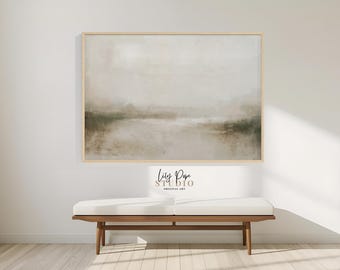 Textured Beige Abstract Landscape Printable Painting Muted Wabi Sabi Artwork Minimalist Brown Wall Modern Neutral Horizontal Organic Decor