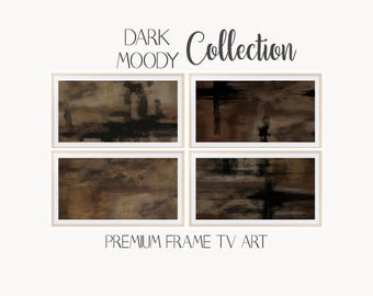 Dark Moody Set of 4 Abstract 4K Samsung Frame TV Art Living Room Bedroom Digital Textured Paintings Canvas Hisense TCL Nxtframe Art Mode LG