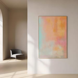 Soft Orange Pink Abstract Painting Printable Print for living Room Dining Room Girls Bedroom Bright Fucsia Artwork Colourful Dorm Decor