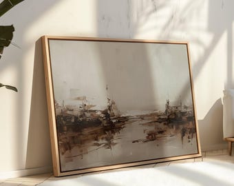 Tan Abstract Printable Wall Art Neutral Landscape Print Instant Download Beige Cream Tones Modern Minimalist Japandi Decor for Living Room