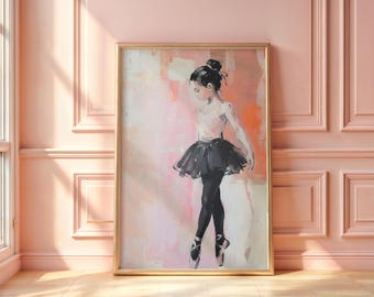 Pink Ballerina Abstract Painting For Girls Room Printable Textured Artwork Bedroom Toddler Nursery Wall Art Digital Print Gift for Dancers