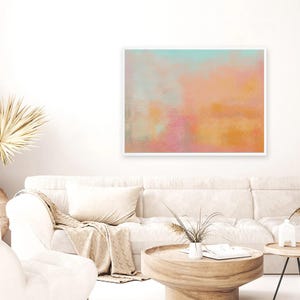 Soft Orange Pink Abstract Painting Printable Print for living Room Dining Room Girls Bedroom Bright Fucsia Artwork Colourful Dorm Decor