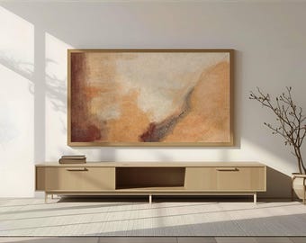 Orange Beige Abstract Painting 4K Samsung Frame TV Art Living Room Bedroom Digital Textured Oil Canvas Hisense TCL Nxtframe Art Mode LG