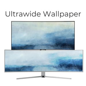 Ultrawide Desktop Wallpaper Monitor Ultra Wide Background for PC Screensaver Lock Screen Widescreen Blue Sky Abstract Painting by Artist