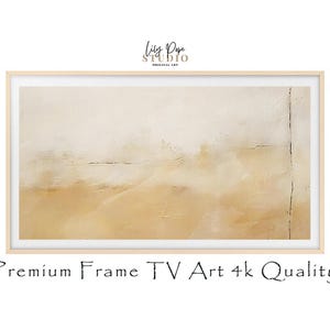 Neutral Abstract Samsung Frame TV Art Painting, Muted Beige Tan Brush Strokes Rustic Farmhouse Boho TV Screensaver Digital Textured Fine Art