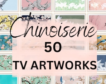 TV Frame Set Bundle 50 Toile Chinoiserie Paintings Hisense Canvas tv Art Grandmillennial Chic Samsung Art TV 4K LG Tv Maximalist Lux Decor