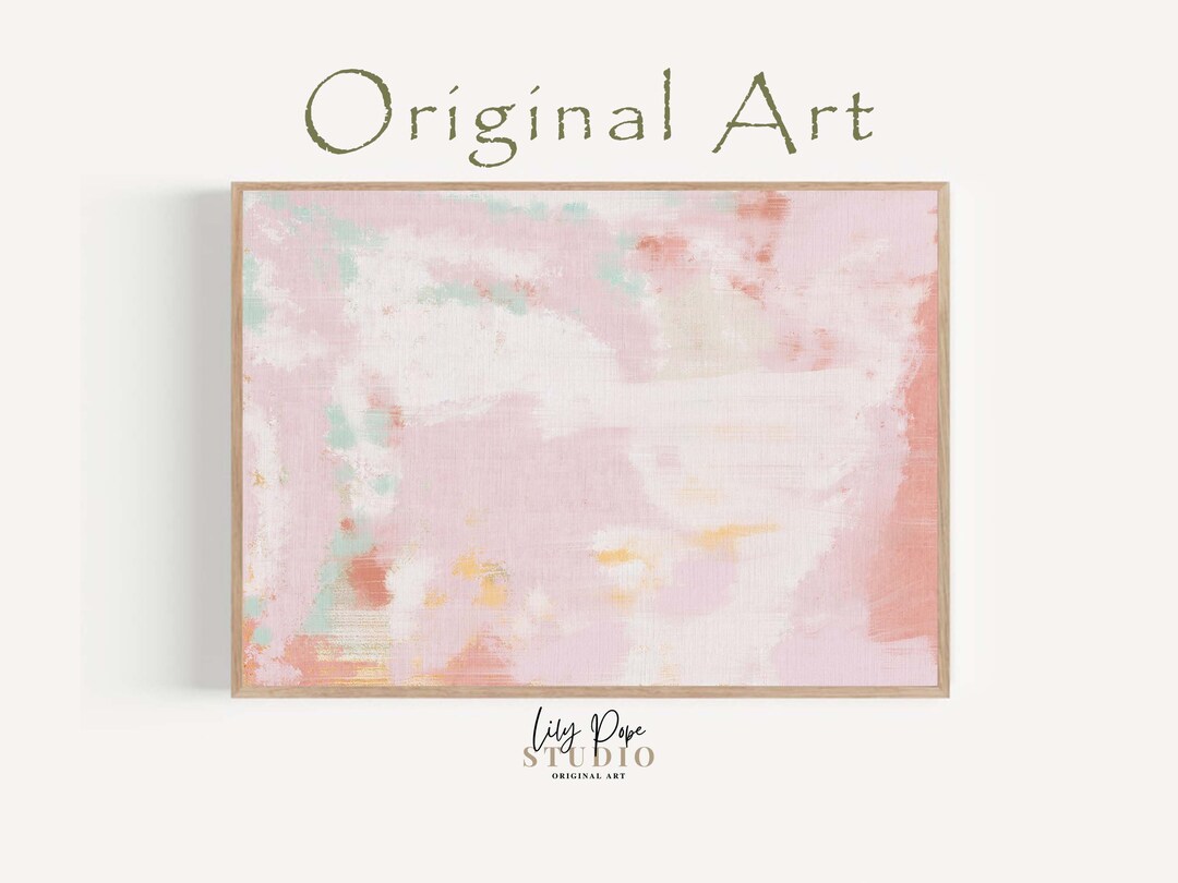 Wall Art Abstract Print Pink and White Printable Painting for Living ...