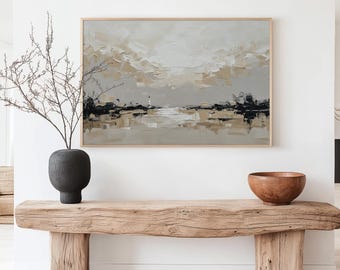 White Gray Abstract Landscape Printable Painting Scandi Decor Artwork Minimalist Interior Modern Wall Art Original Art Print by Artist