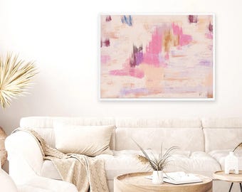 Abstract Pastel Coral Pink Printable Painting Light Pink Artwork Gift for Girls Bedroom Wall Art Living Room Dining Room Decor Trendy Print