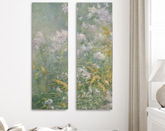 Vintage Abstract Vertical Art Prints Set of 2 Floral Printable Paintings Tall Wall Decor for Stairwell Long Wall Art Narrow Skinny Artwork