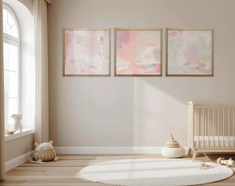 Pink Wall Art Abstract Print Set of 3 Printable Painting for living Room Dining Room Bedroom Chic Poster Blush Pink Girls Nursery Home Decor