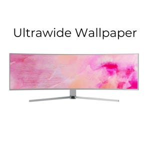 Desktop Wallpaper Super Ultrawide Monitor Ultra Wide Background for PC Screensaver Lock Screen Widescreen Pink Abstract Painting by Artist