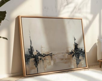 Neutral Abstract Landscape Printable Painting Minimalist Artwork Modern Wall Art Horizontal Decor for Living Room Bedroom or Office