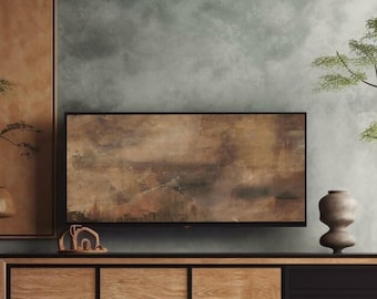 Moody 4K Samsung Frame TV Art Neutral Brown and Black Abstract Oil Painting Paint Texture Brush Stroke  Digital Textured Fine Artwork