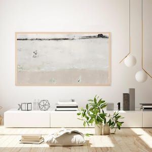 4K Samsung Frame TV Art Neutral Beige Abstract Oil Painting Impasto Paint Texture Brush Stroke TV Art, Minimal Digital Artwork Wabi Sabi