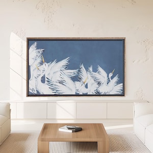 Cuadro de pájaro japonés azul 4K digital Hisense, obra de arte para TV The Frame, para sala de estar, TCL NXT Frame Lg