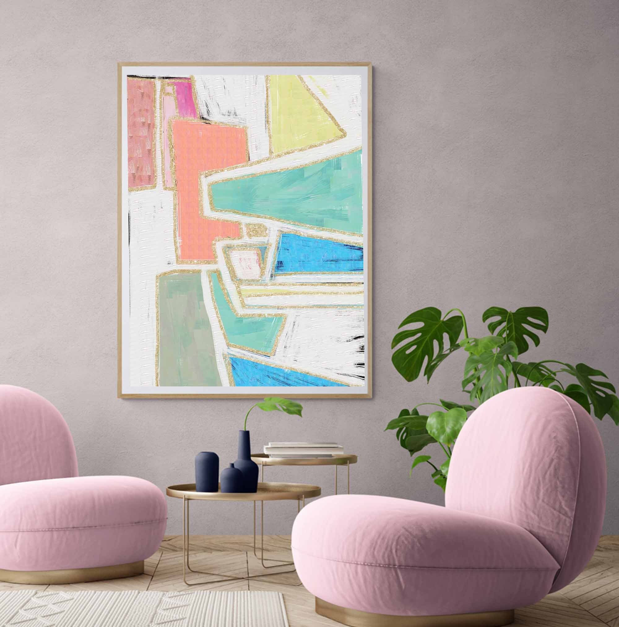 Colorful Midcentury Modern Art Abstract Mid Century Art Etsy