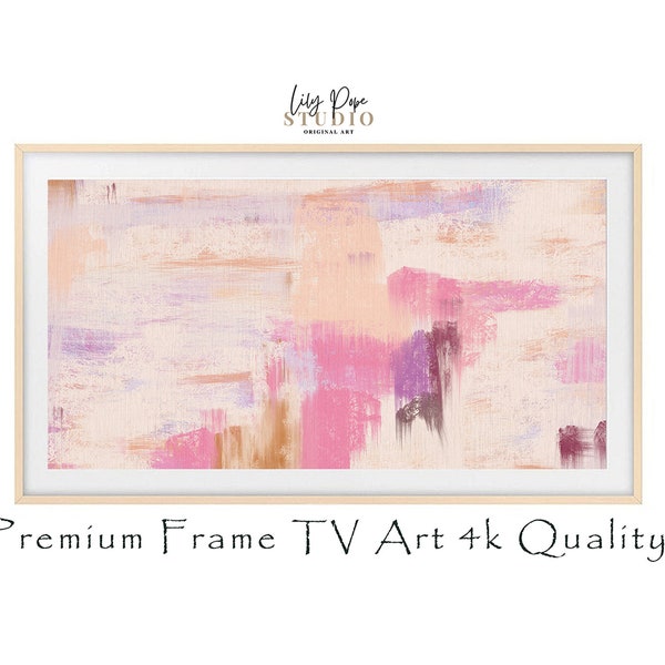 Frame TV Art Pink Abstract Painting Instant Download, Samsung Art TV Digital Download for Samsung Frame TV Blush Pink Wall Artwork