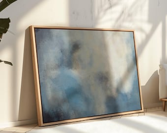 Abstract Blue Painting Printable Wall Art Modern Minimalist Poster Brush Strokes Texture Print Digital Download Blue Home Decor Contemporary