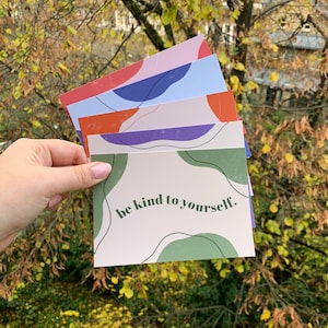 Cartes postales Happy Words - A6 Abstract Postcard Set - Cute Colourful Happy Quotes - A6 Cute Art Prints - Inspirational and Mental Health Quotes
