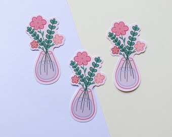 Vase with Flowers Cute Sticker - Adorable Die Cut Sticker - Floral Sticker