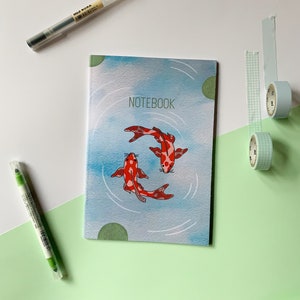 Colourful Ying Yang Koi Fish Notebook - A5 Notebook - Lined Paged Journal - Notebook Gift - Colourful Stationary