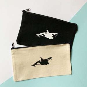 Carino Orca Balena Cotone Pouch - Adorabile Animale Canvas Pencil Case e Makeup Bag