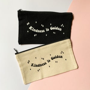 La gentilezza è d'oro - Piccola custodia in cotone - Adorabile astuccio in tela e borsa per trucchi - Piccola custodia con citazione carina