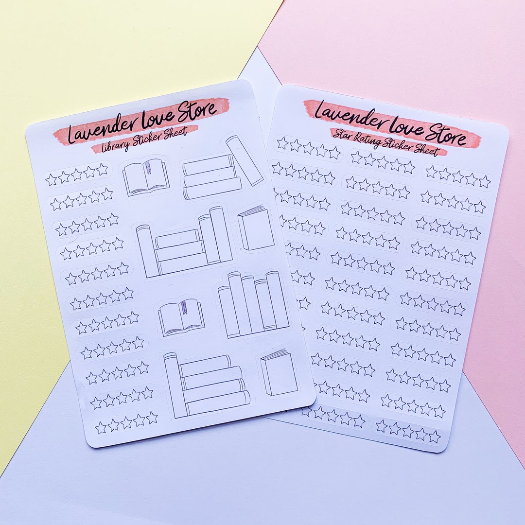 Reading Journal Sticker Sheets Adorable Library and Rating Journaling