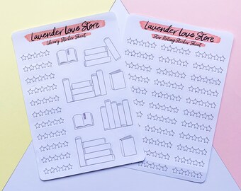 Hojas de pegatinas del diario de lectura - Adorable biblioteca y etiquetas engomadas de registro de calificaciones - Pegatinas bookish kiss cut