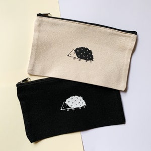 Simpatico astuccio in cotone con riccio - Astuccio per matite e trousse in tela con animali adorabili