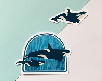 Orca Whale Stickers - Cute Orca Whale Matte Vinyl Stickers - Animal Sticker Set