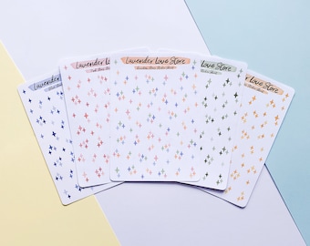 Small Stars Journal Sticker Sheets - Adorable Star Journaling Stickers - Colourful Stars Kiss Cut Stickers