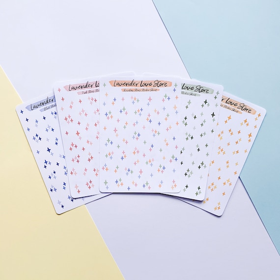 Small Stars Journal Sticker Sheets - Adorable Star Journaling Stickers - Colourful Stars Kiss Cut Stickers