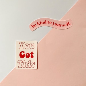 Adesivos You Got This & Be Kind to Yourself - Fofos adesivos de vinil fosco - Conjunto de adesivos de citações
