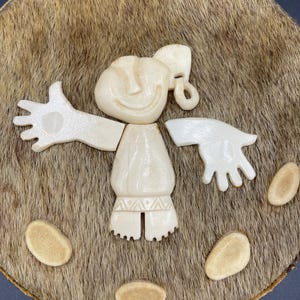Vintage Eskimo Panel, Inuit Billiken Print, Original Handmade Chukchi Native Artwork, Rare Folk Art for Wall Decor, Gift Idea