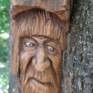 Handcrafted Native Americans Inspired Bark Carving, Rustic Wood Sculpture, Warrior Art, Primitive Home & Garden Décor, HandPainted Gift Idea